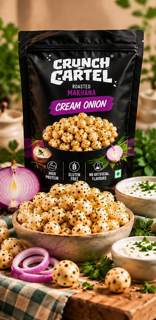 Crunch Cartel Cream & Onion roasted makhana pack
