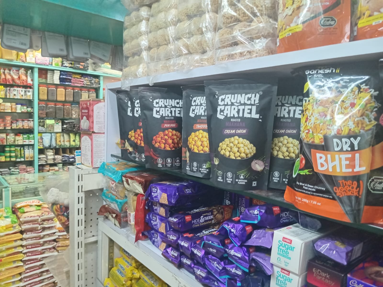 Crunch Cartel packs stocked in a supermarket aisle